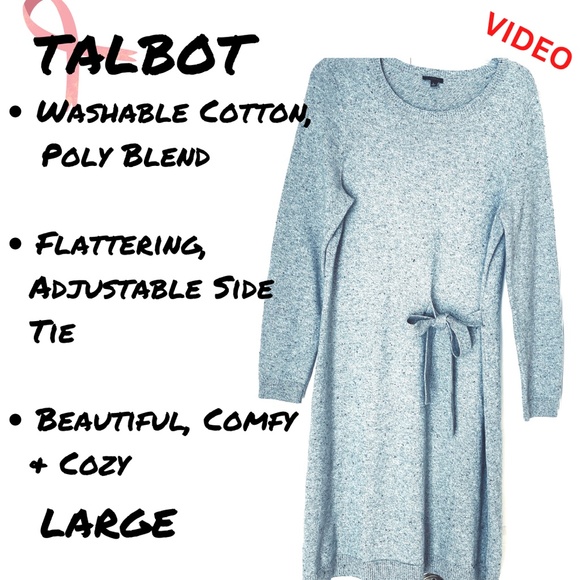 POSH PARTY SPECIAL TALBOT Grey Tweed Side Tie Sweater Dress - Picture 11 of 15